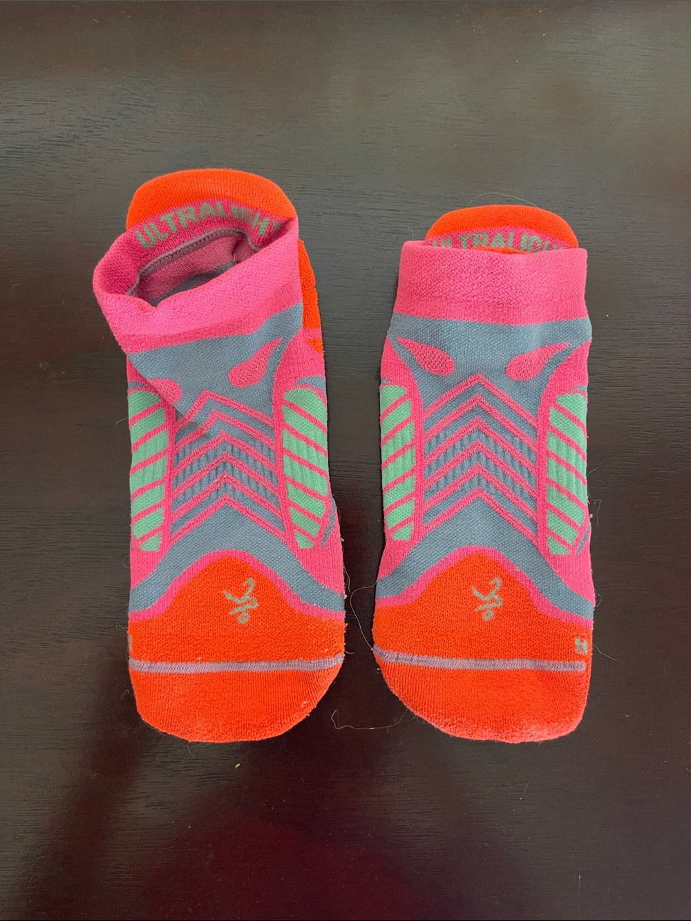 EUC Balega Ultralight Pink Orange Green Grey Running Socks Ultra